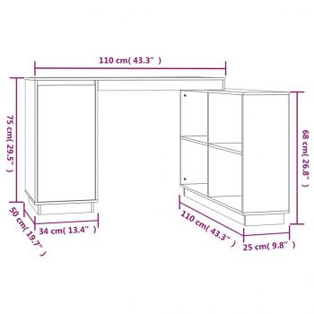 Schreibtisch Grau 110x50x75 cm Massivholz Kiefer