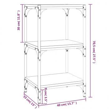 Bücherregal Räuchereiche 40x33x70,5 cm Holzwerkstoff und Stahl