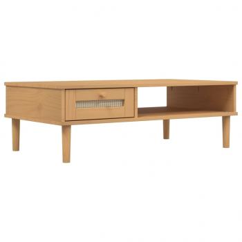 Couchtisch SENJA Rattan-Optik Braun 100x55x33 cm Kiefernholz