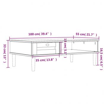 Couchtisch SENJA Rattan-Optik Braun 100x55x33 cm Kiefernholz