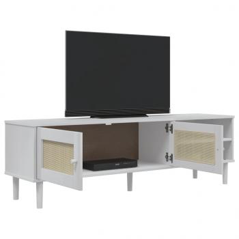 TV-Schrank SENJA Rattan-Optik Weiß 158x40x49cm Kiefernholz