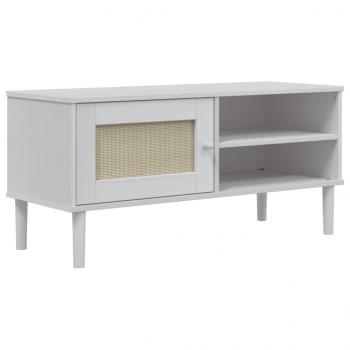 TV-Schrank SENJA Rattan-Optik Weiß 106x40x49 cm Kiefernholz