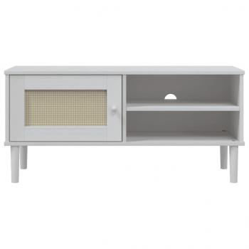 TV-Schrank SENJA Rattan-Optik Weiß 106x40x49 cm Kiefernholz