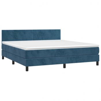 Boxspringbett mit Matratze & LED Dunkelblau 160x200 cm Samt