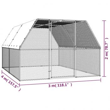 Outdoor-Hühnerkäfig 3x4x2 m Verzinkter Stahl