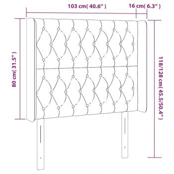 LED Kopfteil Rosa 103x16x118/128 cm Samt