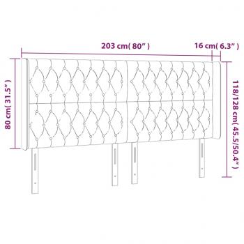 LED Kopfteil Dunkelgrau 203x16x118/128 cm Samt