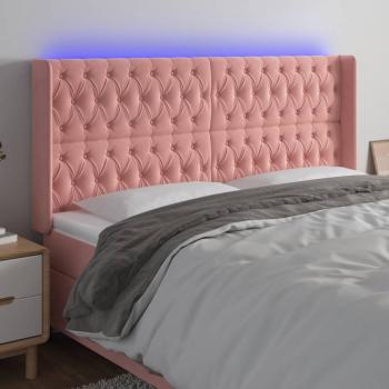 ARDEBO.de - LED Kopfteil Rosa 203x16x118/128 cm Samt