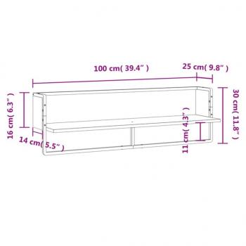 Wandregal mit Stange Braun Eichen-Optik 100x25x30 cm