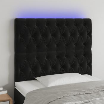 ARDEBO.de - LED Kopfteil Schwarz 90x7x118/128 cm Samt