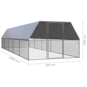 Outdoor-Hühnerkäfig 3x10x2 m Verzinkter Stahl