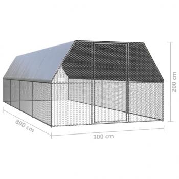 Outdoor-Hühnerkäfig 3x8x2 m Verzinkter Stahl