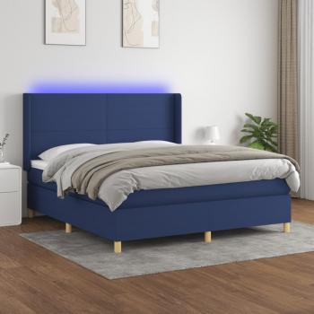 ARDEBO.de - Boxspringbett mit Matratze & LED Blau 180x200 cm Stoff