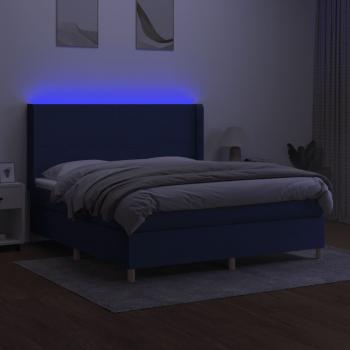 Boxspringbett mit Matratze & LED Blau 180x200 cm Stoff