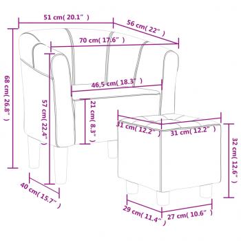 Clubsessel mit Fußhocker Braun Stoff