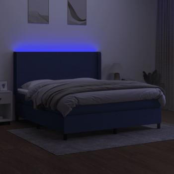 Boxspringbett mit Matratze & LED Blau 180x200 cm Stoff