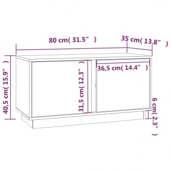 TV-Schrank Weiß 80x35x40,5 cm Massivholz Kiefer