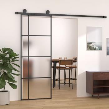 ARDEBO.de - Schiebetür ESG-Glas und Aluminium mattiert 90x205 cm Schwarz