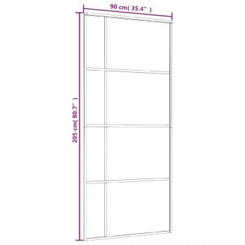 Schiebetür ESG-Glas und Aluminium 90x205 cm Schwarz