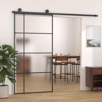 ARDEBO.de - Schiebetür ESG Glas und Aluminium mattiert 102,5x205 cm Schwarz