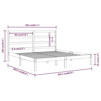 Massivholzbett Schwarz Kiefer 200x200 cm