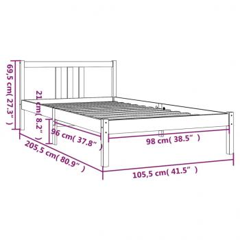 Massivholzbett Weiß 100x200 cm