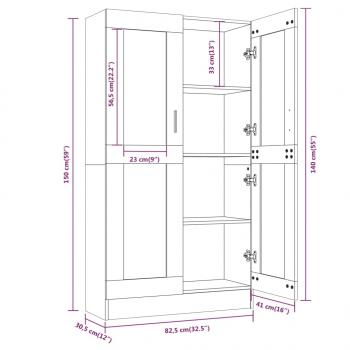 Vitrinenschrank Räuchereiche 82,5x30,5x150 cm Holzwerkstoff