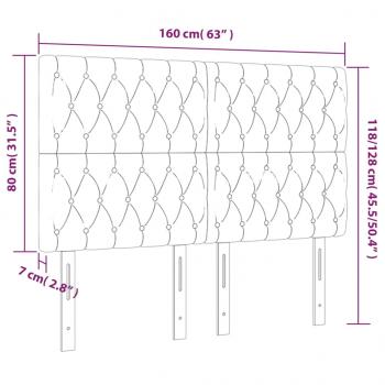 LED Kopfteil Hellgrau 160x7x118/128 cm Stoff