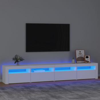 ARDEBO.de - TV-Schrank mit LED-Leuchten Weiß 240x35x40 cm