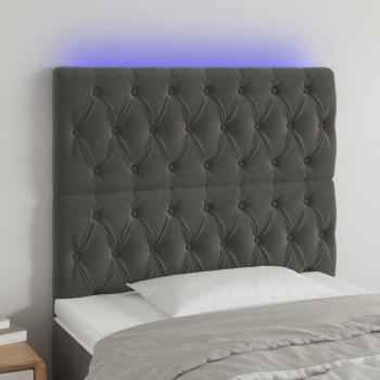 ARDEBO.de - LED Kopfteil Dunkelgrau 90x7x118/128 cm Samt