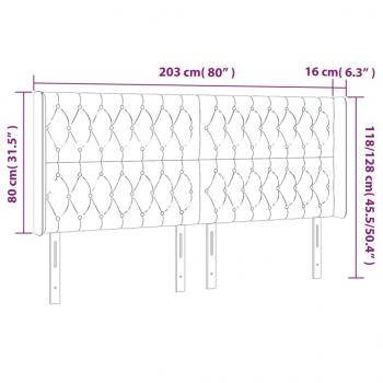 LED Kopfteil Dunkelgrau 203x16x118/128 cm Stoff