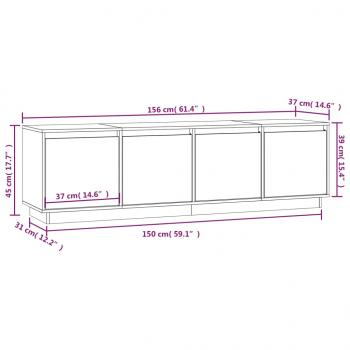 TV-Schrank Weiß 156x37x45 cm Massivholz Kiefer