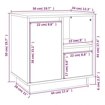 Nachttische 2 Stk. Schwarz 50x34x50 cm Massivholz Kiefer