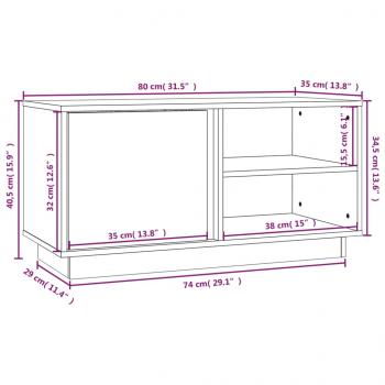 TV-Schrank Weiß 80x35x40,5 cm Massivholz Kiefer