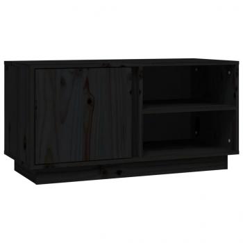 TV-Schrank Schwarz 80x35x40,5 cm Massivholz Kiefer