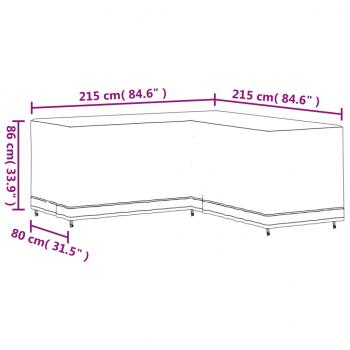 Gartensofa-Abdeckung L-Form Schwarz 215x215x80 cm 420D Oxford