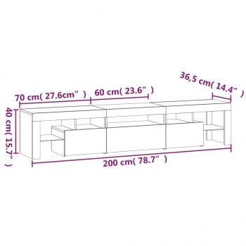 TV-Schrank mit LED-Leuchten Betongrau 200x36,5x40 cm