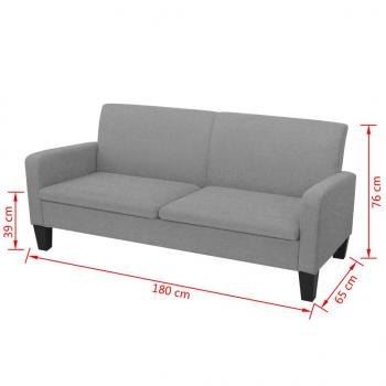 Sofa 3-Sitzer 180x65x76 cm Hellgrau