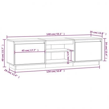 TV-Schrank Grau 140x35x40 cm Massivholz Kiefer