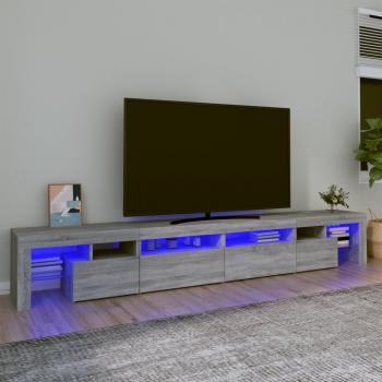 ARDEBO.de - TV-Schrank mit LED-Leuchten Grau Sonoma 260x36,5x40 cm