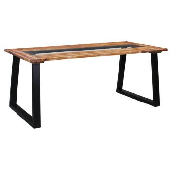 ARDEBO.de - Esstisch 180 x 90 x 75 cm Massivholz Akazie und Glas