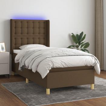 ARDEBO.de - Boxspringbett mit Matratze & LED Dunkelbraun 90x200 cm Stoff