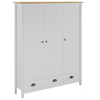 ARDEBO.de - Kleiderschrank mit 3 Türen Hill Weiß 127x50x170 cm Kiefernholz