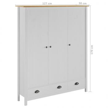 Kleiderschrank mit 3 Türen Hill Weiß 127x50x170 cm Kiefernholz