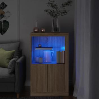 ARDEBO.de - Beistellschrank mit LED-Leuchten Sonoma-Eiche Holzwerkstoff