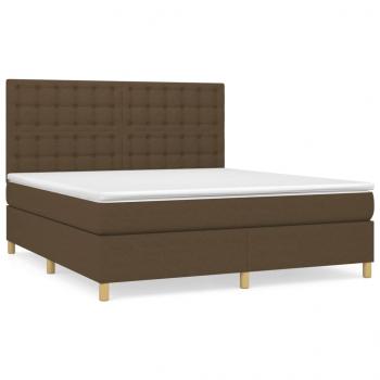 Boxspringbett mit Matratze Dunkelbraun 180x200 cm Stoff