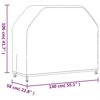 Grillabdeckung 140x58x106 cm Schwarz 420D Oxford