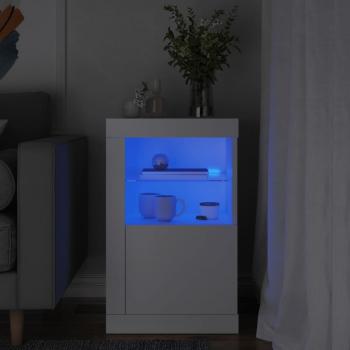 ARDEBO.de - Beistellschrank mit LED-Leuchten Weiß Holzwerkstoff