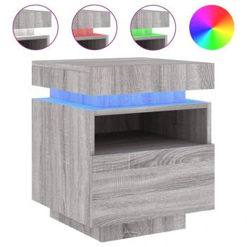 Nachttisch mit LED-Leuchten Grau Sonoma 40x39x48,5 cm