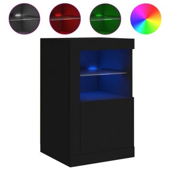 Beistellschrank mit LED-Leuchten Schwarz Holzwerkstoff